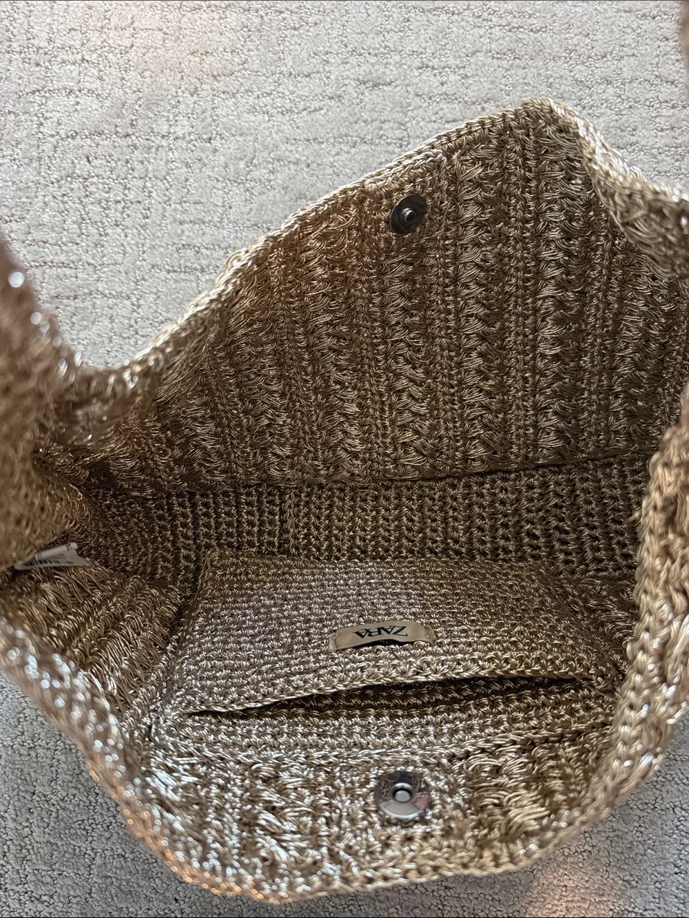 Zara Tan Woven Shoulder Bag